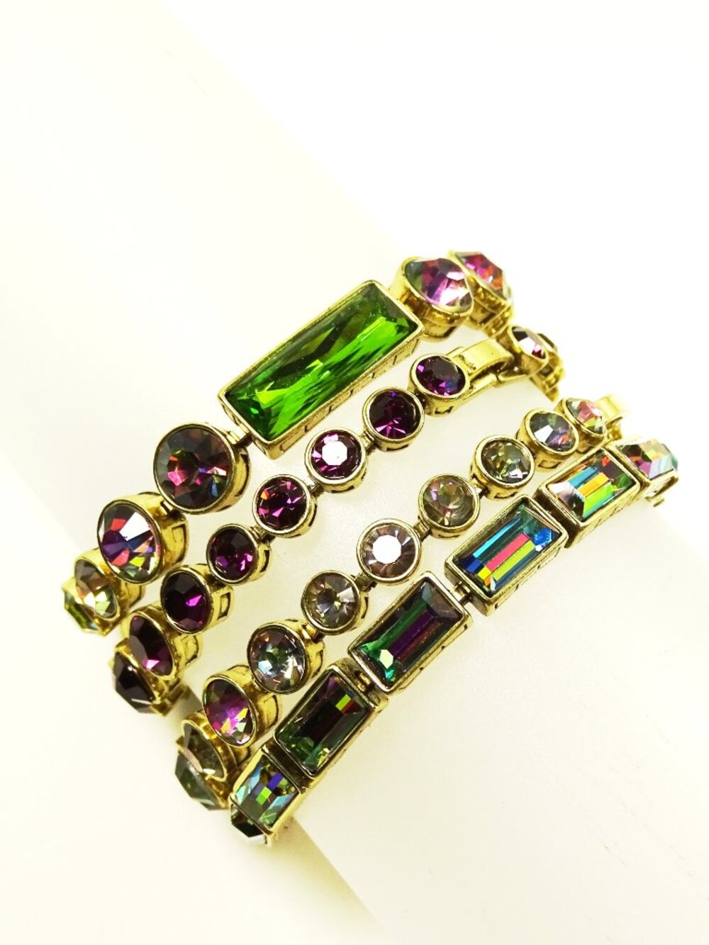 HEIDI DAUS Multicolor Alexandrite Like Swarovski Crystals Set of Four Bracelets